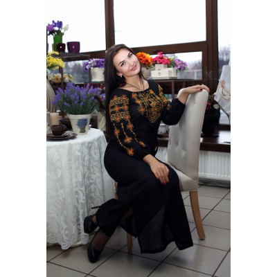 Embroidered dress "Golden Autumn Maxi"
